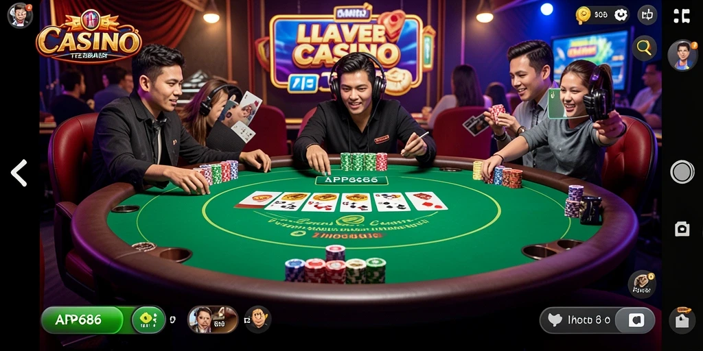 Screenshot AP686 menunjukkan dealer profesional dan permainan Live Casino yang menegangkan.