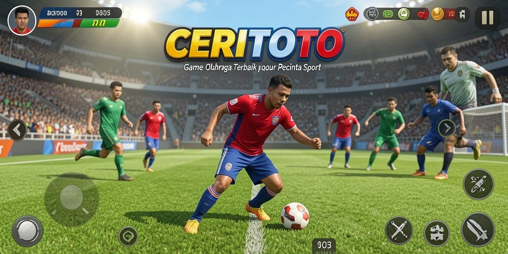 Tampilan gameplay seru di CERITOTO yang penuh aksi olahraga.
