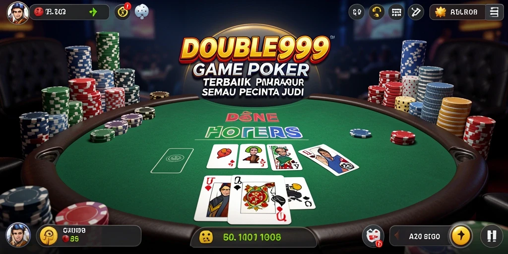 Tampilan utama gameplay poker yang mendebarkan di DOUBLE999.