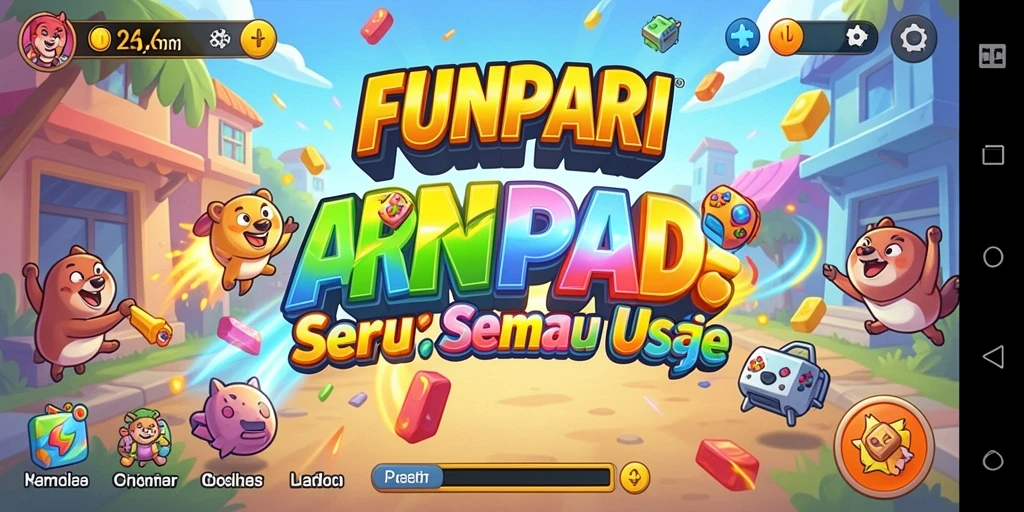 Tangkapan layar gameplay seru dalam FUNPARI, menampilkan aksi penuh warna.