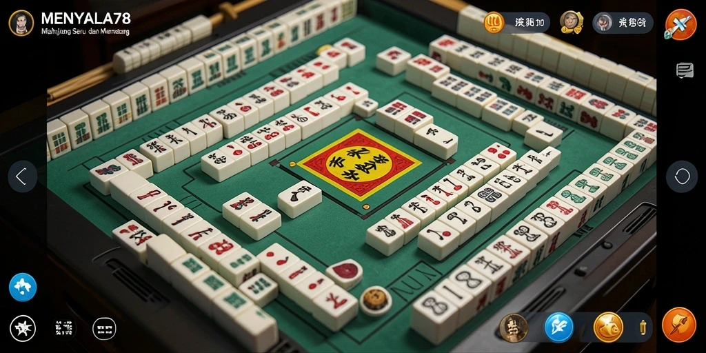 Tangkapan layar permainan <strong>MENYALA78</strong> yang menunjukkan suasana Mahjong yang seru.