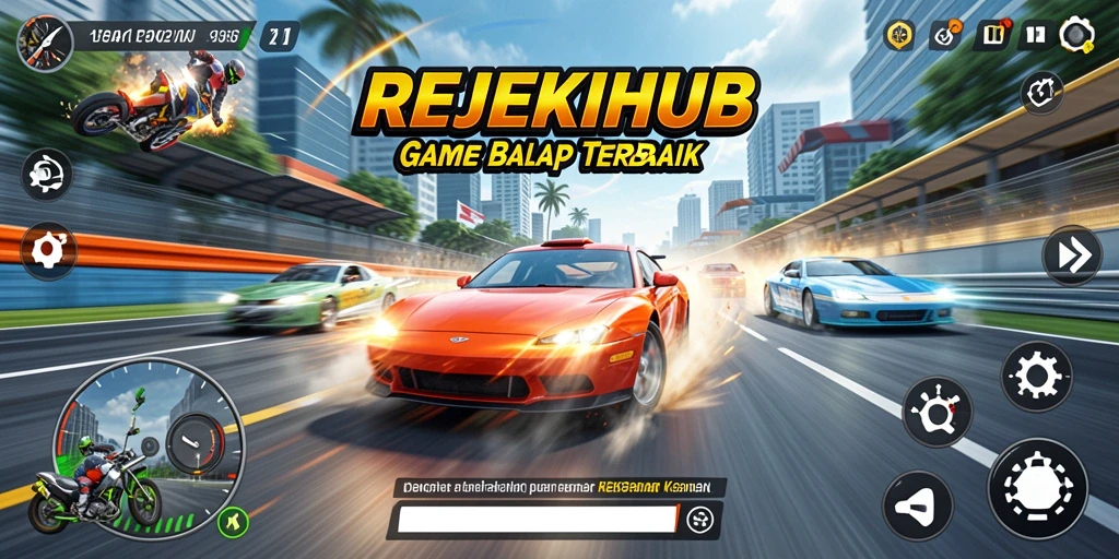 Tampilan gameplay mengesankan dari REJEKIHUB dengan aksi balap seru.