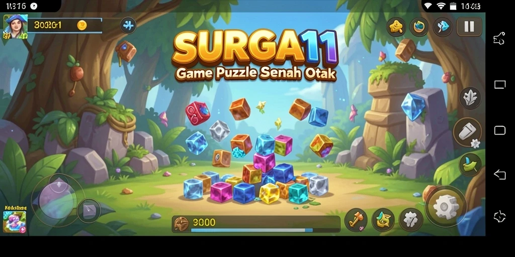 Tangkapan layar utama SURGA11 menampilkan gameplay Puzzle yang menarik.