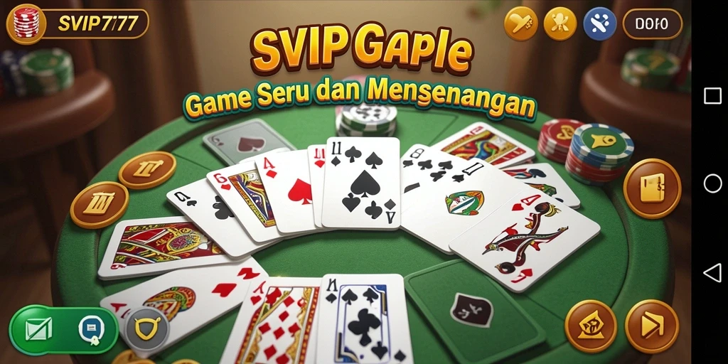 Tangkapan layar gameplay SVIP777 menampilkan suasana permainan Gaple yang seru.